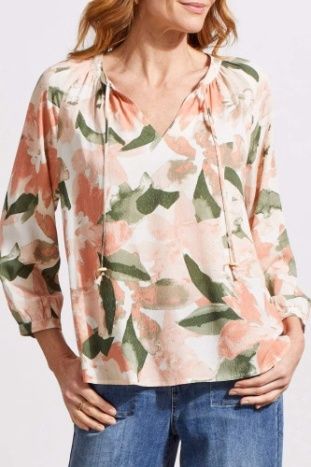 3/4 SLV BLOUSE W/ TIE