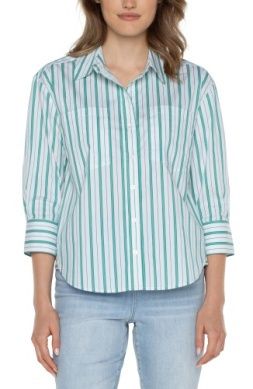 button front shirt w/ 3/4 sleeve
