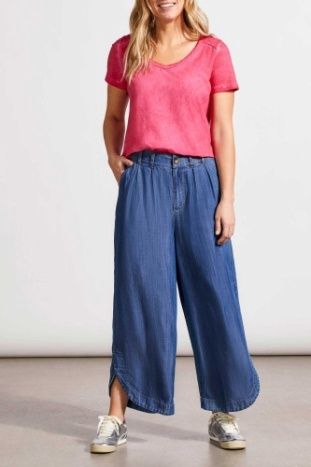 FLOWY PLEATED PANT W/ TULIP HEM &amp; PKTS