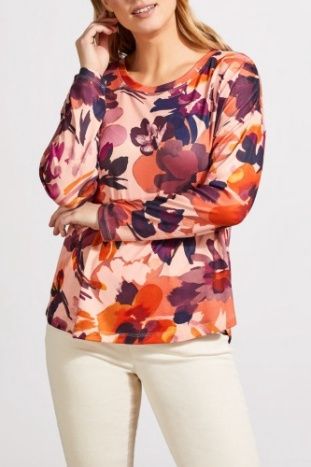 L/S CREW NECK TOP W/CURVED HEM