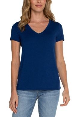 short sleeve v neck classic knit tee