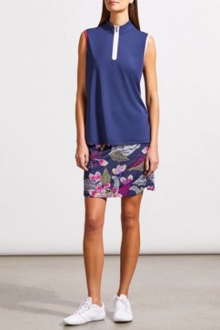 SLVLESS ZIP MOCK TOP W/SIDE SLITS