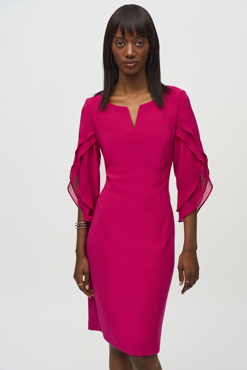Knee-length Sheath Ruffled Dress