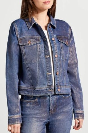 DENIM JACKET W/ROSE GOLD COATING