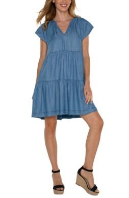 Tiered Flutter Sleeve Dress