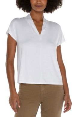 shawl collar short sleeve dolman knit top