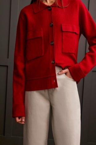 L/S SWT CARDIGAN W/COLLAR &amp; PKTS
