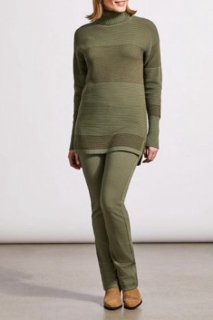 TWO-TONE OTTOMAN TURTLENECK TUNIC SWEATER