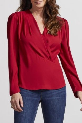 L/S PLEATED WRAP BLOUSE
