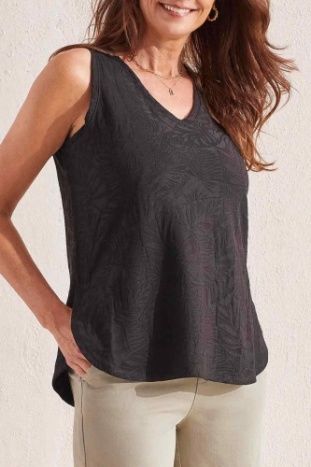 V NECK TANK TOP W/CURVED HEM