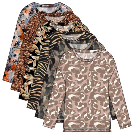 L/S Crew Neck Top W/ Side Slit