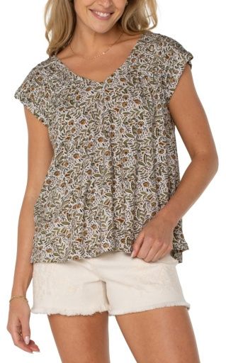 Short Slv Dolman Tie Back Top, Color: Olive Leaf, Size: XS