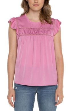 flutter slv woven top w trim details