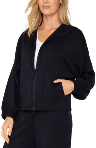 Zip Up Funnel Neck Jacket, Color: black, Size: XS