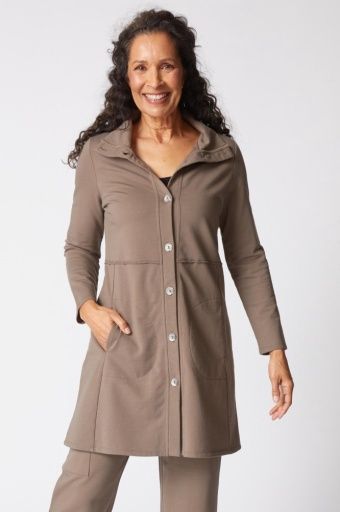 FRENCH TERRY CAR COAT F25H, Color: truffle, Size: XS