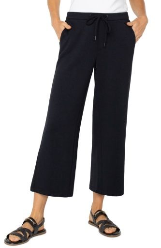 pull on wide leg crop trouser, Colour: black, Size: XS