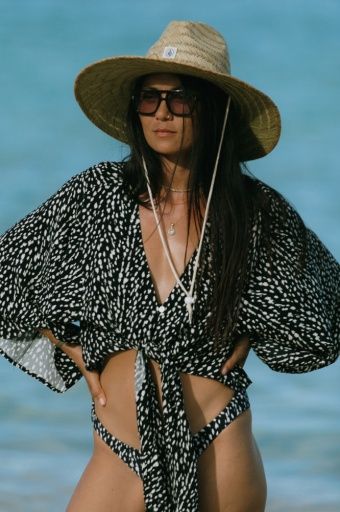 FRONT-TIE KIMONO TOP, Colour: IBIZA, Size: XS