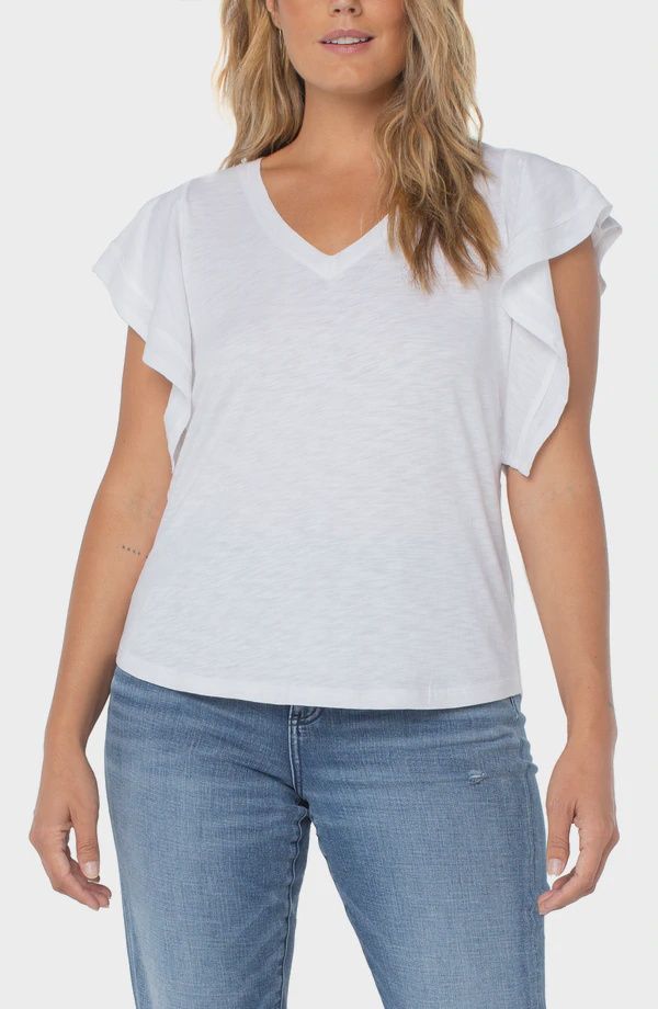 FLUTTER SLEEVE KNIT TOP