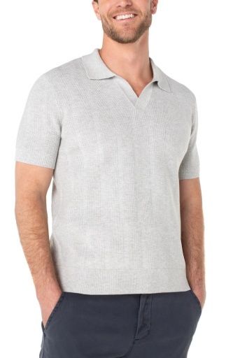 men's s.s johnny collar sweater polo, Colour: lt heather grey, Size: M