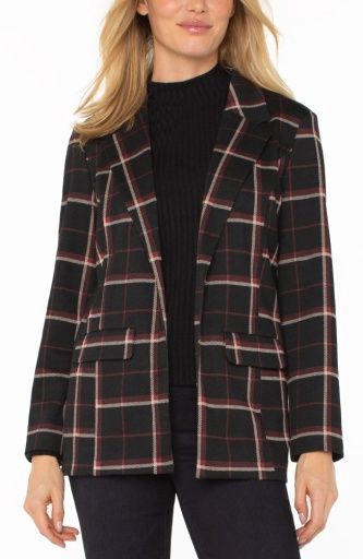 Boyfriend Plaid Blazer, Color: Blk Red, Size: XS