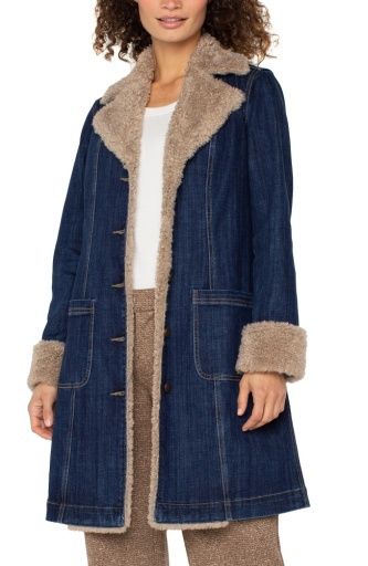 sherpa trimmed notch collar jacket 38" hps, Size: XS
