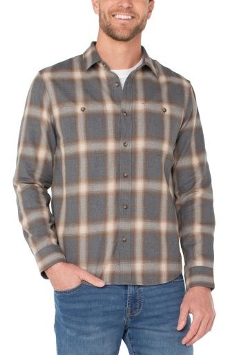 men's l/s double pkt button up shirt, Size: M