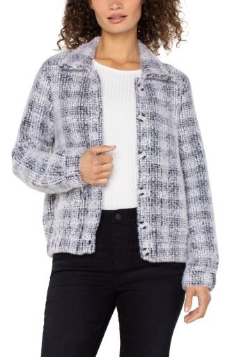 long slv collared bomber sweater jacket, Size: XS