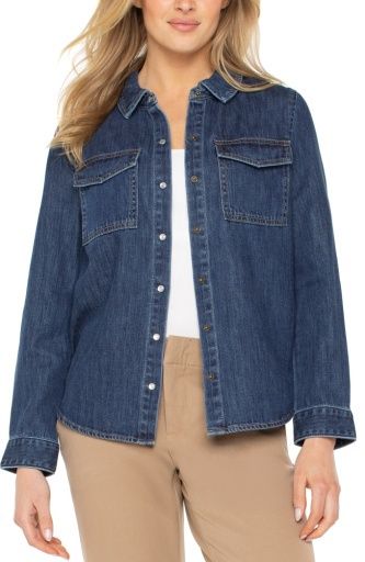 Denim Shirt W Pockets, Color: North Shore, Size: XS