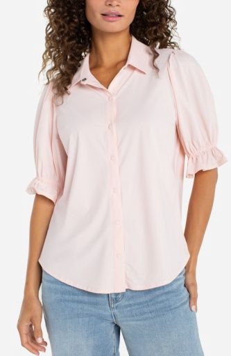 Puff Sleeve Snap Front Shirt