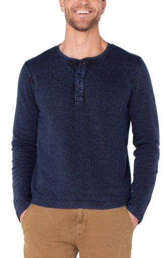 Men's L/S Henley, Colour: mdnght blue/blk, Size: S