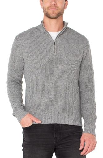 Men's Donegal Rib 1/4 Zip Sweater, Colour: Lt Grey, Size: S