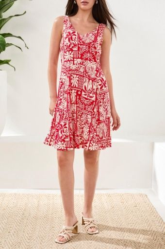 Slvless V Neck Dress, Color: Sangria, Size: XS