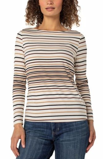 long slv boat neck knit top, Size: XS