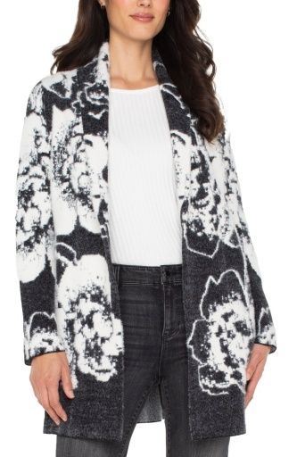 long slv open front shawl sweater coat, Size: XS