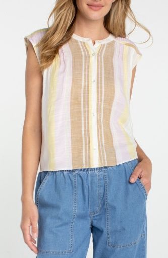 Dolman Woven Blouse W/ Shirring, Color: Neapolitan Stripe, Size: XS
