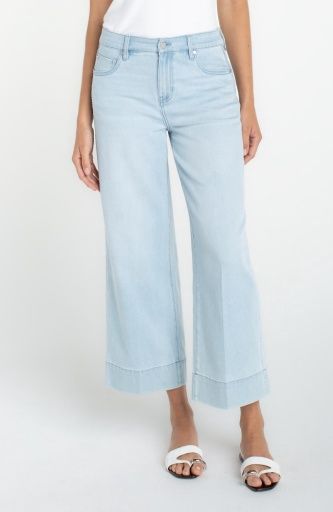 Stride Crop Wide Leg W/ Embroidery, Color: Marine Flowers, Size: 2