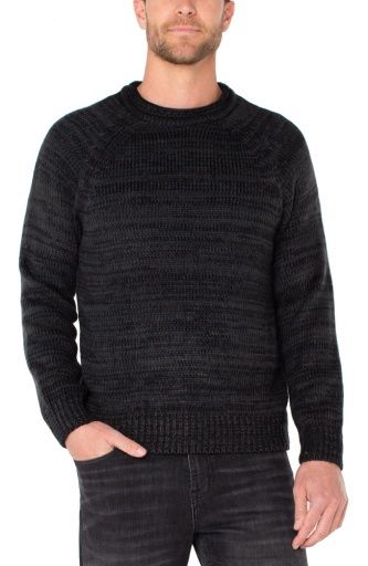 Roll Neck Raglan Sweater, Colour: Blk Gry Spruce, Size: S