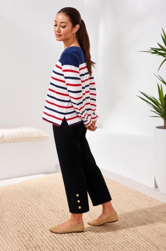 Flatten It Pull On Capri W/ Snap Vent, Colour: Black, Size: 2
