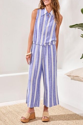 Hidden Placket Shirt W/ Elastic Waist, Colour: Marina, Size: XS