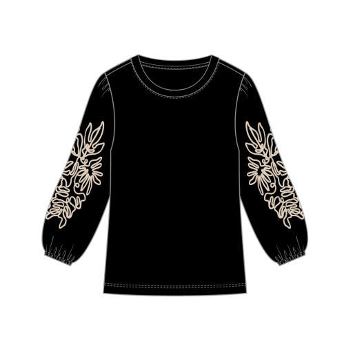 3/4 Slv Top W/ Soutache Detail, Color: Black, Size: XS