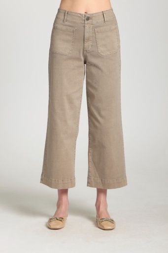 Cropped Wide Leg W/ Patch Pockets, Colour: Mocha, Size: 2