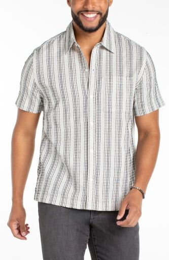 Men's S/S Button Up Shirt, Color: OFW/Navy Multi, Size: M