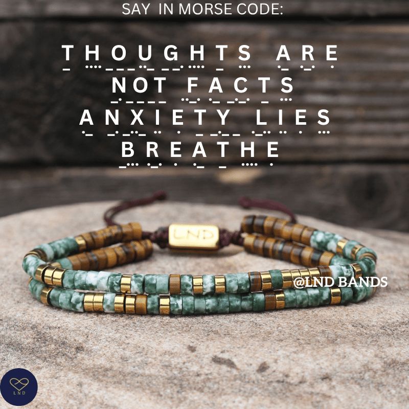 THOUGHTS are NOT facts. Anxiety lies. Breathe. Morse Code Bracelet, inspirational, motivational, uplifting, inspirational
