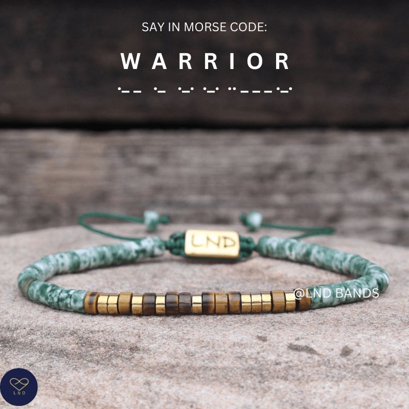 Morse Code Bracelet "WARRIOR": Adjustable, Meaningful, Secret Message, Personal Mantra Affirmation Motivation Encourage Uplifting