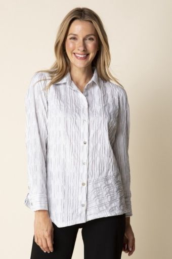 Santorini Stripe Selene Shirt, Colour: White, Size: XS