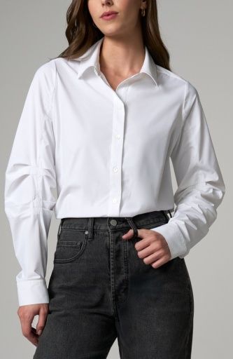 Pleated L/S Button Up Blouse