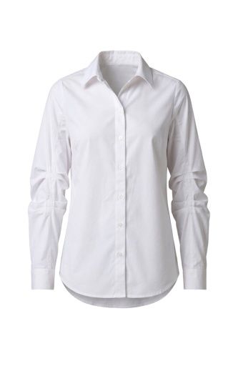 Pleated L/S Button Up Blouse, Colour: White, Size: XS