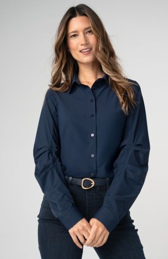 L/S Pleated Button Front Shirt
