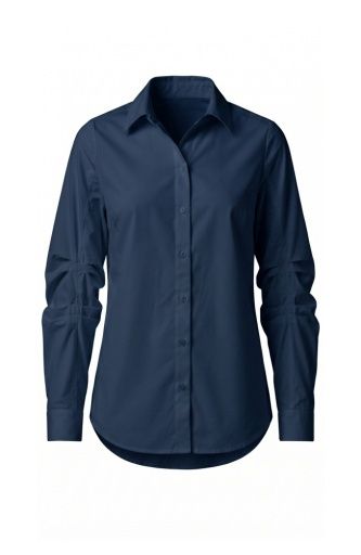 L/S Pleated Button Front Shirt, Color: Club Navy, Size: XS