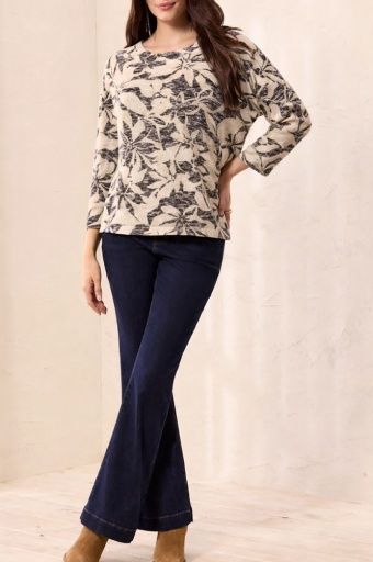 3/4 Sleeve Crew Neck Shirt, Colour: Ecru, Size: XS